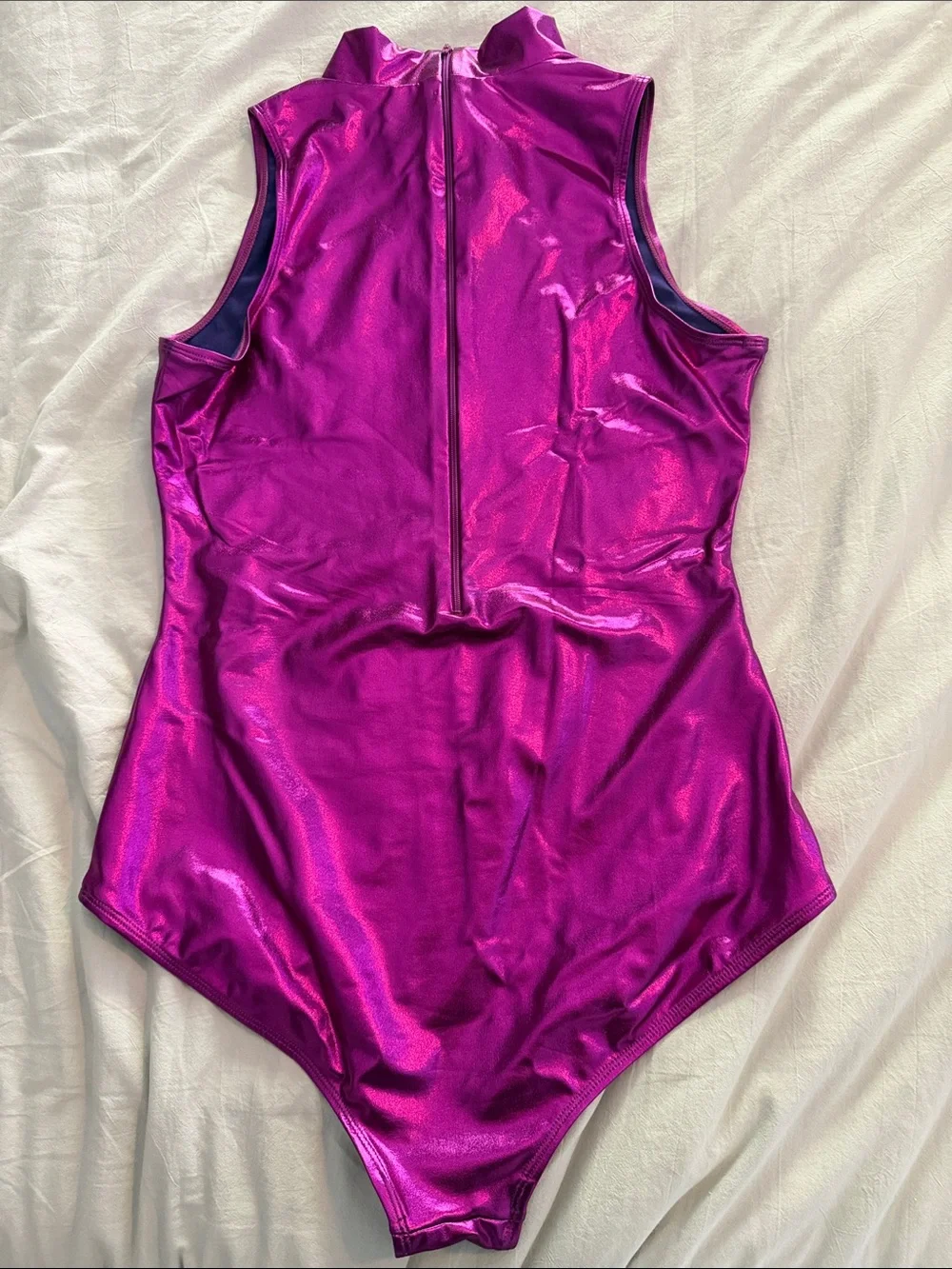 Girls' Shiny Fuchsia Sleeveless Dance Leotard